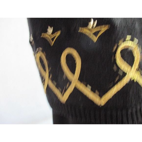 VNTG Victoria Harbour S Knit Sweater Beaded Rhinestones Ribbon Women Black Gold - Picture 7 of 11